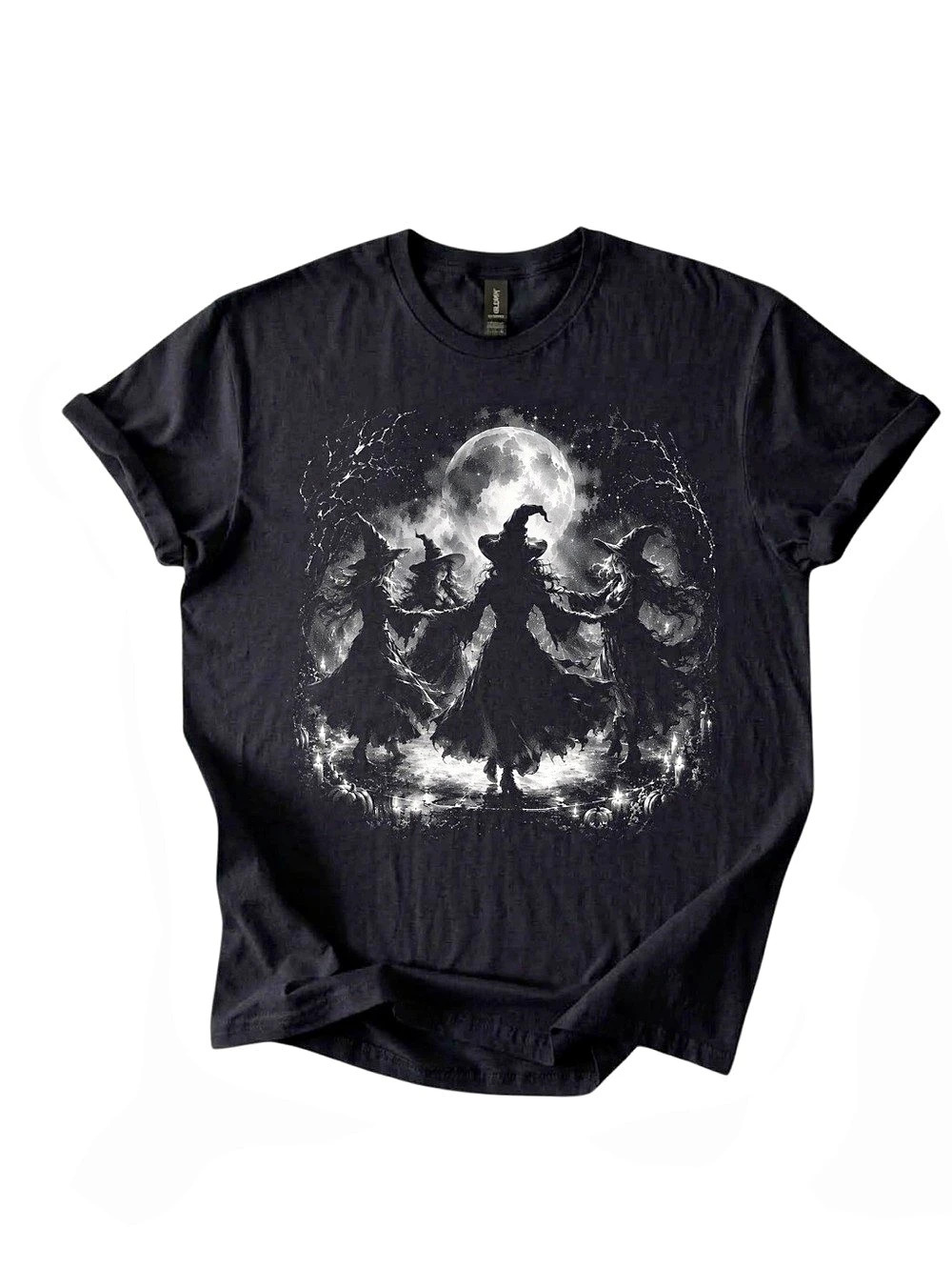 Gildan Witch Graphic Short Sleeve Tee in Black